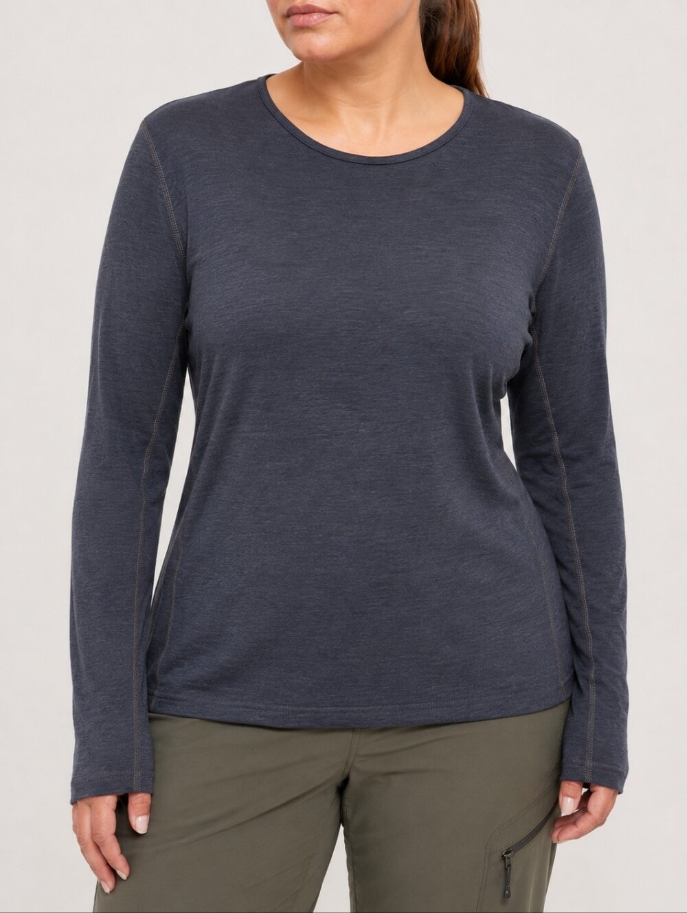 Seg'Ments 100% Merino Wool Base Layer Long Sleeve Charcoal Hiking Outdoor Top XL